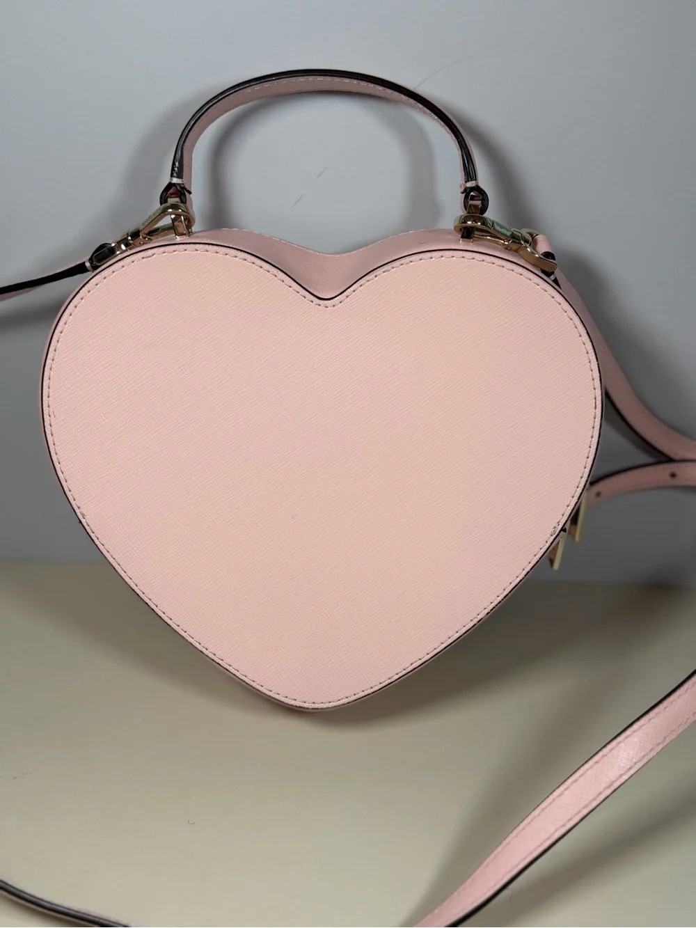 kate spade pale pink heart-shaped mini crossbody